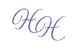  'HH' written in a stylized, cursive purple font in the center of a solid white background.